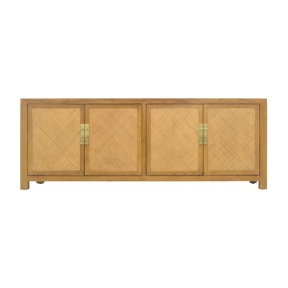 TV CONSOLE RATTAN 2DW4DR LIGHT WOOD MQZ-300