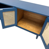 TV CONSOLE RATTAN HEX 4DR BLUE WASH MD07-307