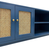 TV CONSOLE RATTAN HEX 4DR BLUE WASH MD07-307