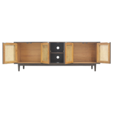 TV CONSOLE RATTAN HEX 4DR DARK WOOD MD07-307