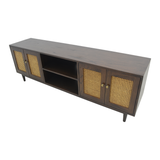 TV CONSOLE RATTAN HEX 4DR DARK WOOD MD07-307