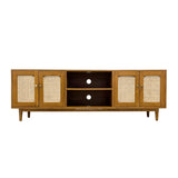 TV CONSOLE RATTAN HEX 4DR LIGHT WOOD MD07-307