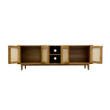 TV CONSOLE RATTAN HEX 4DR LIGHT WOOD MD07-307