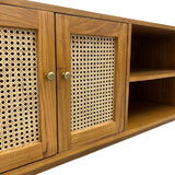 TV CONSOLE RATTAN HEX 4DR LIGHT WOOD MD07-307