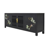 TV CONSOLE LATTICE W/ FLEUR 1.8M BLACK WASH