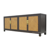 TV CONSOLE RATTAN 2DW4DR DARK WOOD MQZ-300