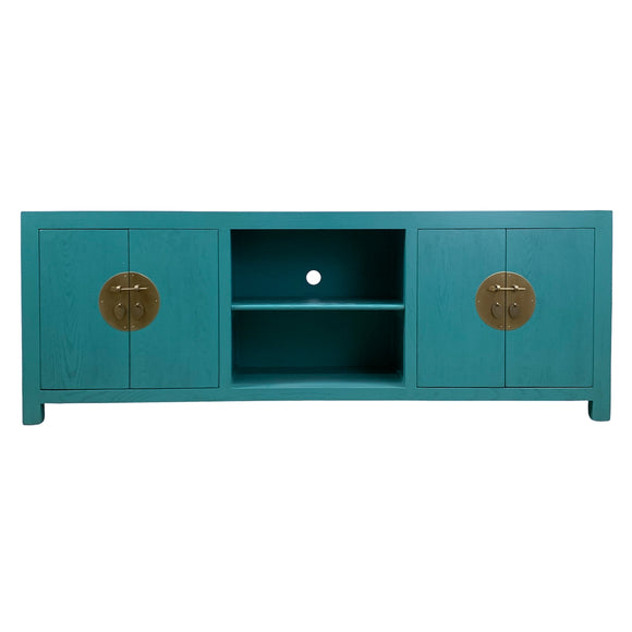 TV CONSOLE OPEN SHELVES ORIENT TURQUOISE WASH MQZ-04