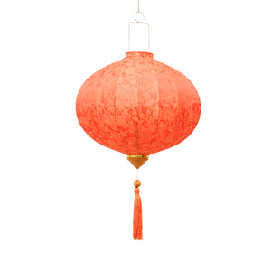 LANTERN VIETNAM BROCADE 35CM ROUND ORANGE