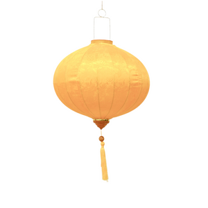 LANTERN VIETNAM BROCADE 35CM ROUND YELLOW