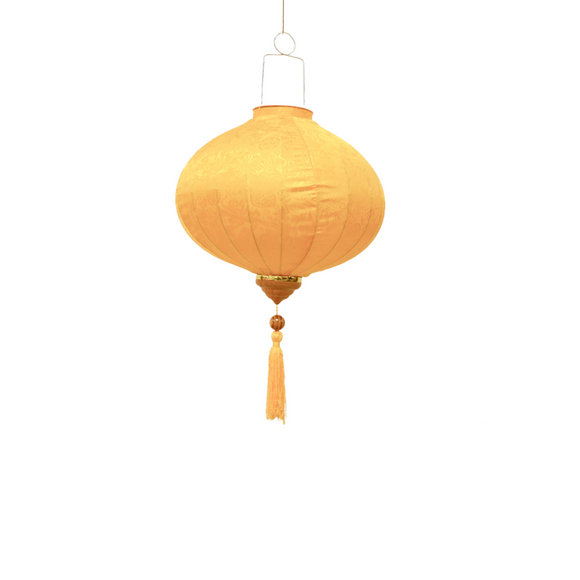 LANTERN VIETNAM BROCADE 30CM ROUND YELLOW