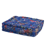 KANTHA SQUARE CUSHION PUFF NAVY CHRYSANTHEMUM