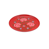 STEEL HANDPAINTED ROUND TRAY RED