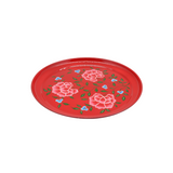 STEEL HANDPAINTED ROUND TRAY RED