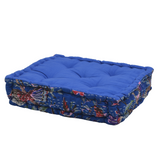 KANTHA SQUARE CUSHION PUFF NAVY CHRYSANTHEMUM