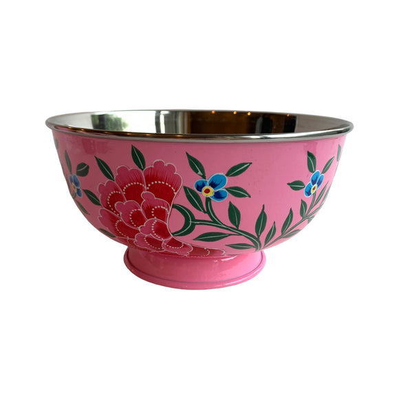 STEEL HAND PAINTED SALAD BOWL 20CM PINK