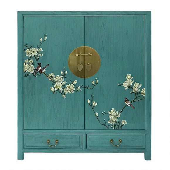 SHOE CABINET FLEUR 2DW2DR TURQUOISE WASH MQZ-36