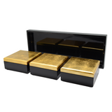 LACQUER SQUARE BOX SET OF 3 WITH TRAY PLAIN GOLD