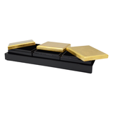 LACQUER SQUARE BOX SET OF 3 WITH TRAY PLAIN GOLD