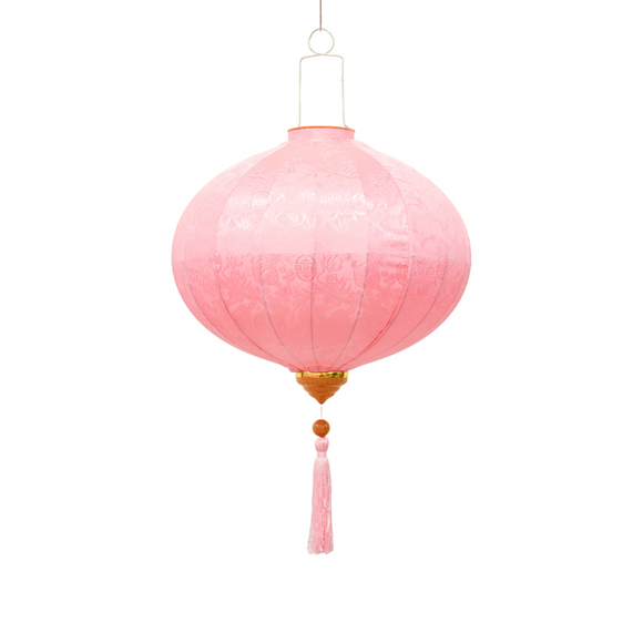 LANTERN VIETNAM BROCADE 35CM ROUND PINK