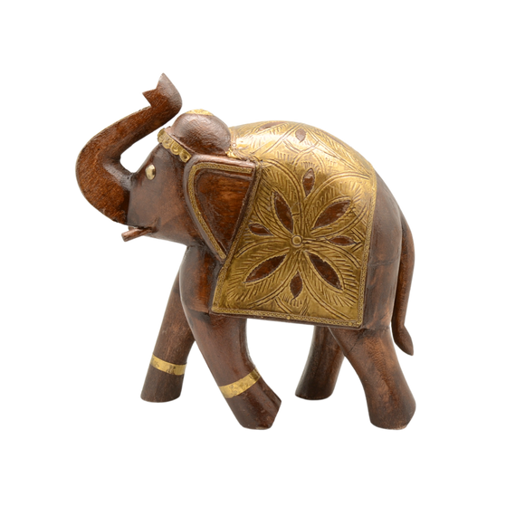 WOODEN BRASS WORK ELEPHANT STATUE 10