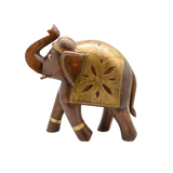 WOODEN BRASS WORK ELEPHANT STATUE 10"