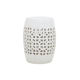 DRUM STOOL CUTWORK WHITE