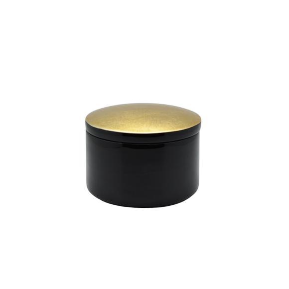 LACQUER ROUND BOX  PLAIN GOLD S