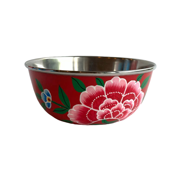 STEEL HANDPAINTED FRUIT BOWL 18CM RED