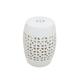 DRUM STOOL CUTWORK WHITE