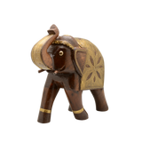 WOODEN BRASS WORK ELEPHANT STATUE 10"