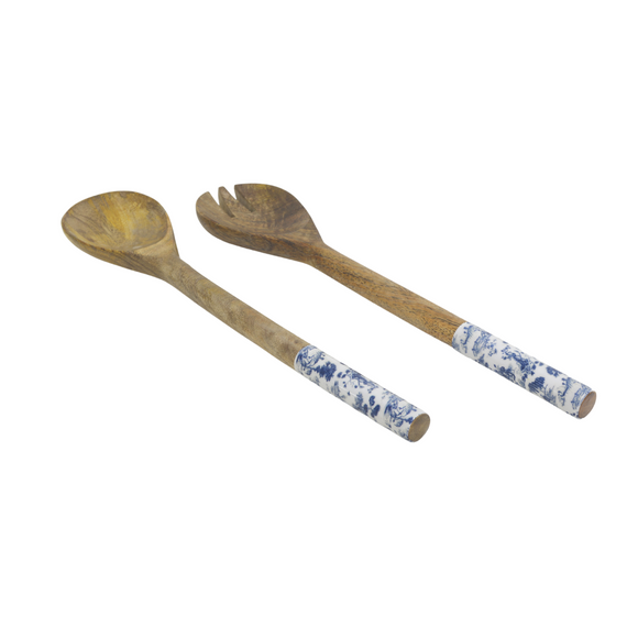 SERVING SPOON 2PC SET BLUE & WHITE