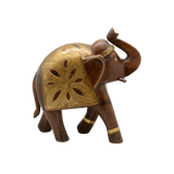 WOODEN BRASS WORK ELEPHANT STATUE 10"