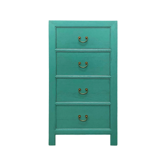 CABINET DRAWER NARROW 4DW TURQUOISE WASH MQZ-44