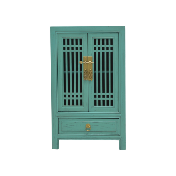 CABINET LATTICE 1DW2DR TURQUOISE WASH MQZ-26