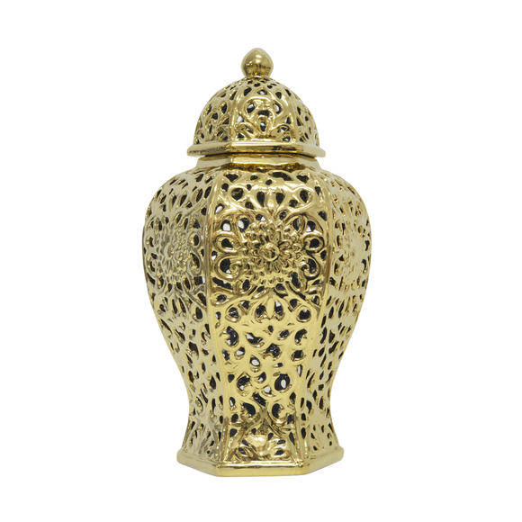 CUTWORK HEX JAR GOLD