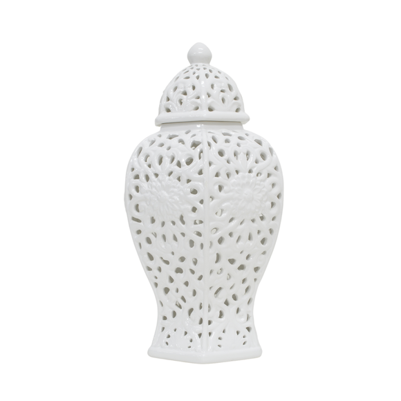 CUTWORK HEX JAR WHITE