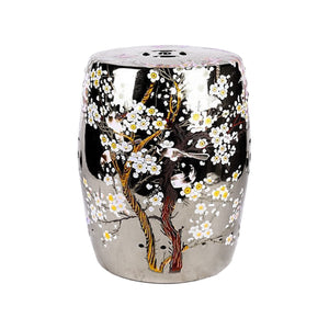 DRUM STOOL SILVER CHERRY BLOSSOM