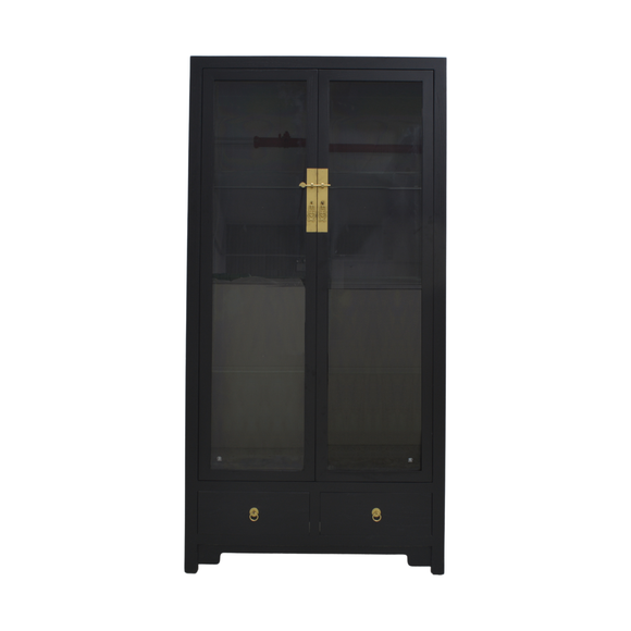 GLASS CABINET 2DW2DR BLACK WASH MQZ-16