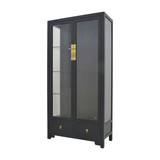 GLASS CABINET 2DW2DR BLACK WASH MQZ-16