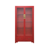 GLASS CABINET 2DW2DR RED WASH MQZ-16