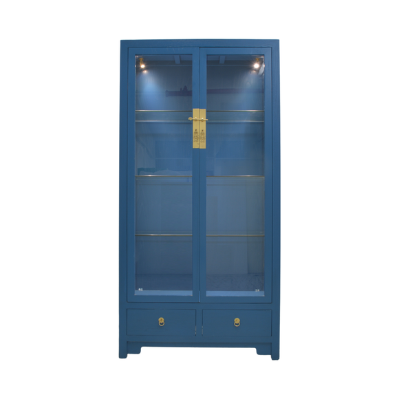 GLASS CABINET 2DW2DR W/ LIGHTING BLUE WASH MQZ-16