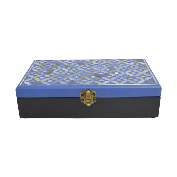 JEWELRY BOX SHELL COIN BLUE