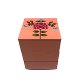 LACQUER FLORAL 3 TIER BOX PINK