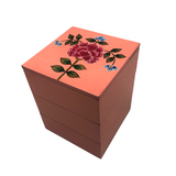 LACQUER FLORAL 3 TIER BOX PINK