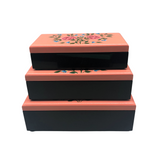 LACQUER RECT BOX PINK FLORAL M