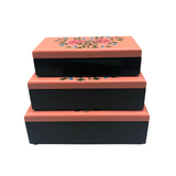 LACQUER RECT BOX PINK FLORAL S