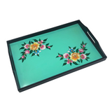LACQUER RECT TRAY MINT FLORAL L