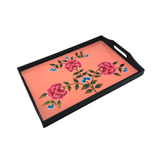 LACQUER RECT TRAY PINK FLORAL M