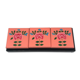 LACQUER TRAY W/ 3 BOXES PINK FLORAL