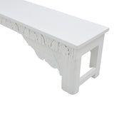 WHITE CARVED WOODEN BENCH